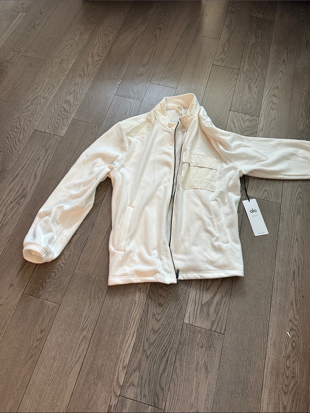 ALO Yoga Cream White Fleece Zip Shirt Jacket